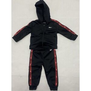 REEBOK TODDLER BOYS 2 PIECE PANT/JACKET SET-RED/BLACK/WHITE-SIZE 18 MONTHS